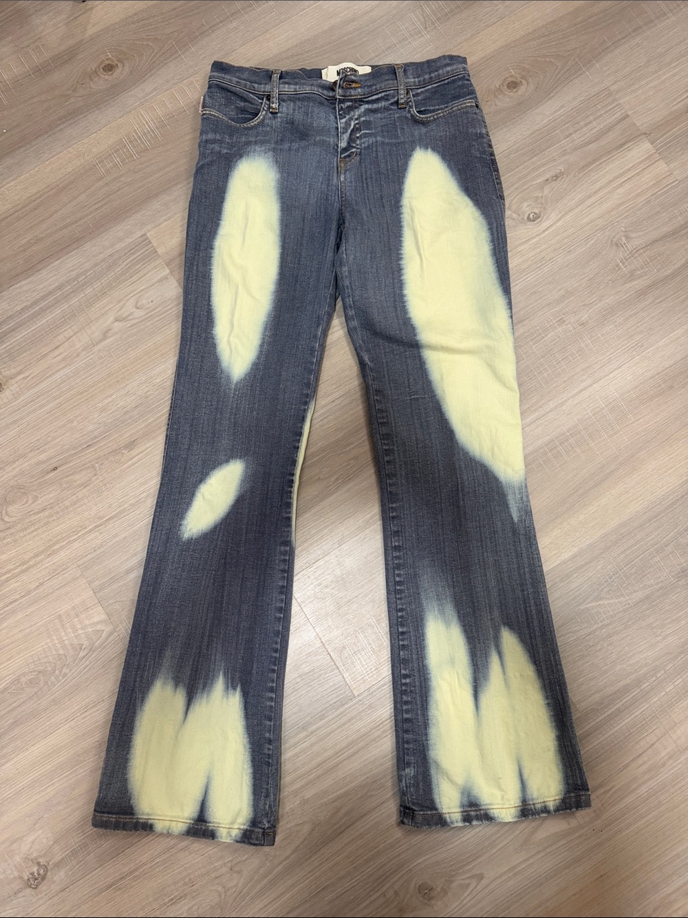 Moschino Vintage Y2K Bleached Out Flare Leg Denim Jeans. Sz 30